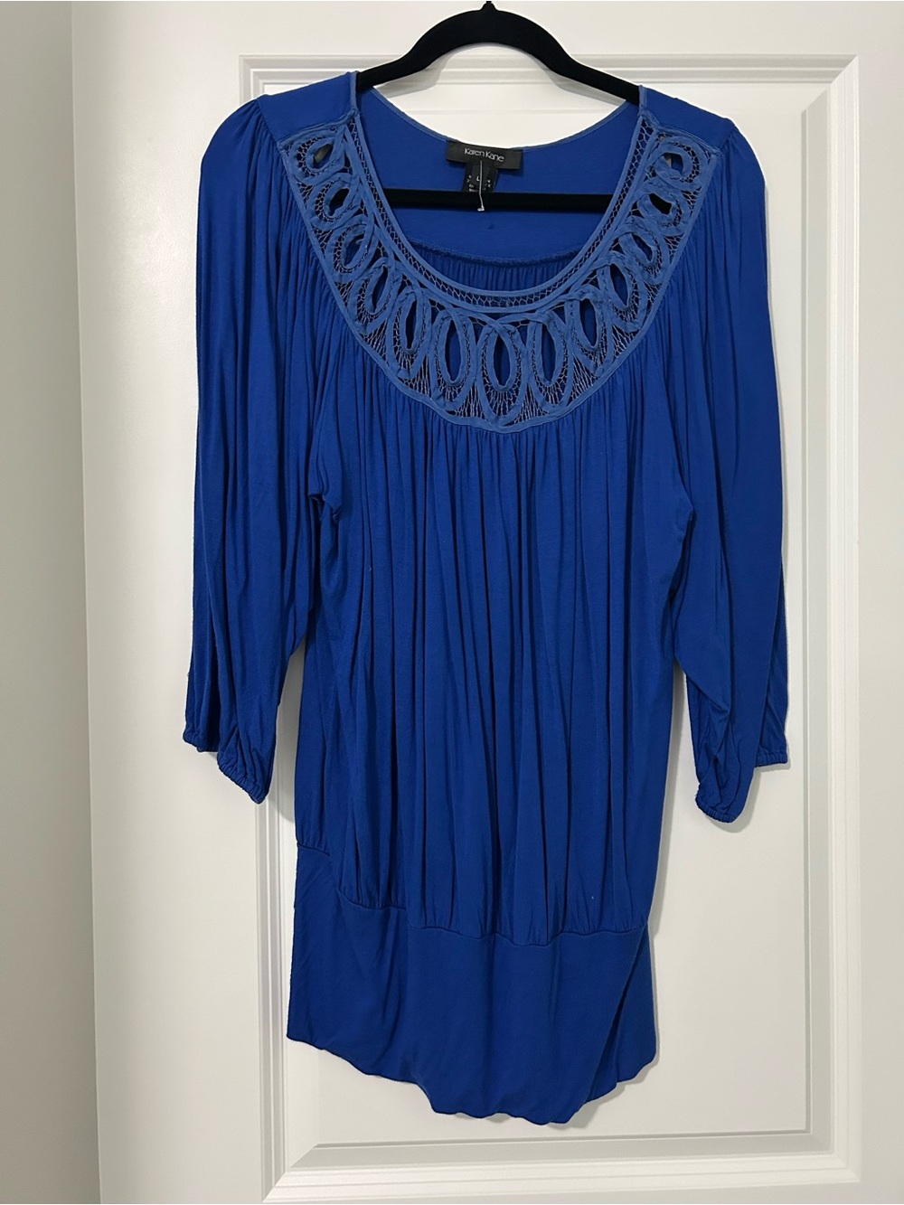 Karen Kane Royal Blue Crochet-Neck Women's Top Size L
